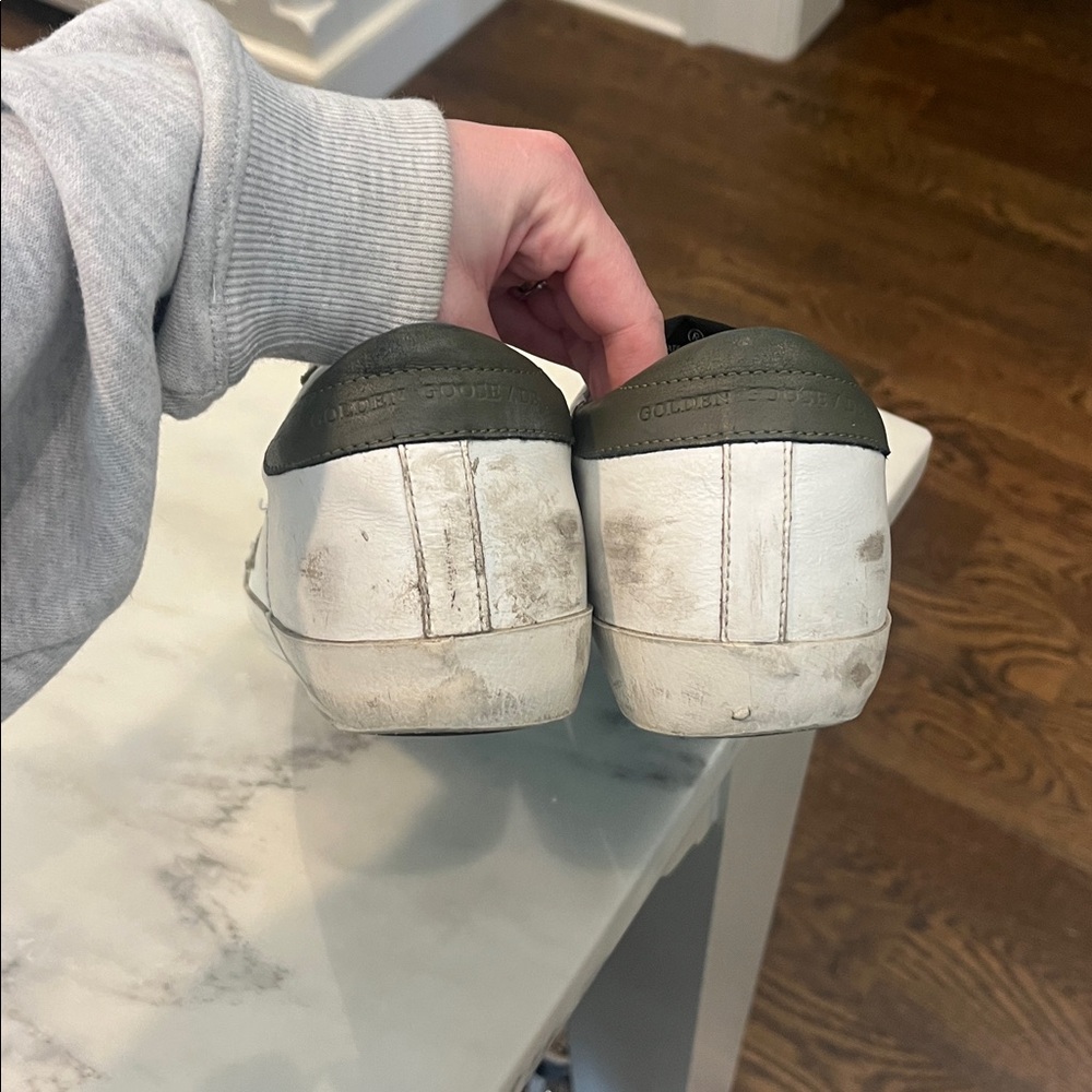 Golden Goose White Sneakers with Silver Glitter Star - Picture 5 of 7